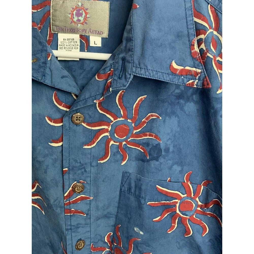 The Territory Ahead Mens Blue Short sleeve Shirt Size Large Sun Hawaii Cotton - Picture 5 of 6